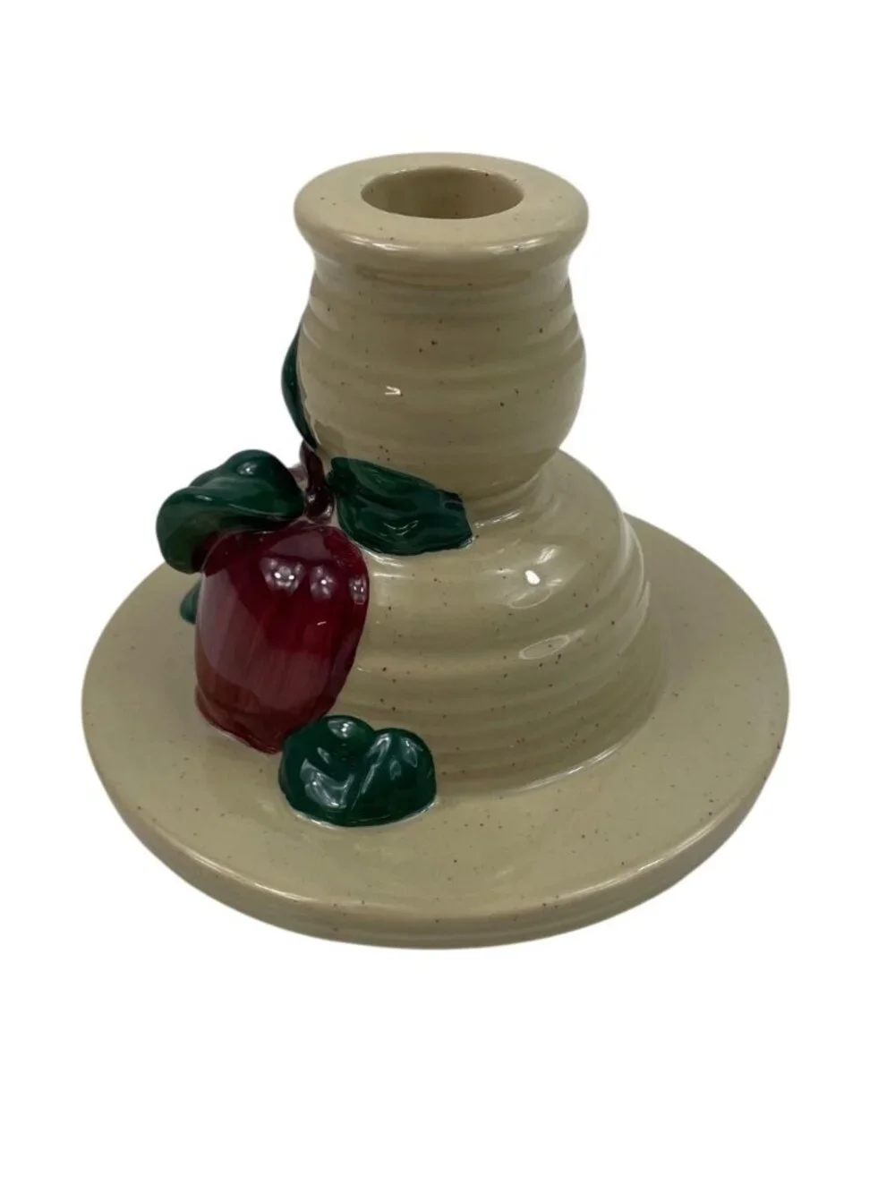 Apple-Themed Ceramic Vintage Candle Holder Taper Candles Rustic Farmhouse Decor